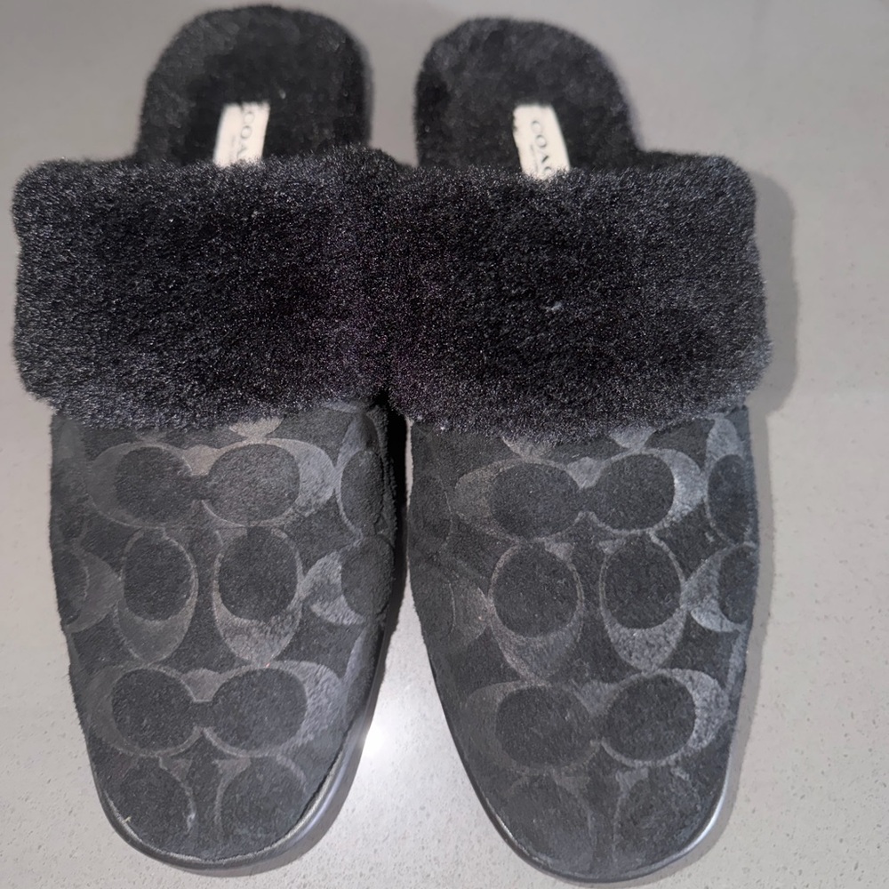 Coach Women's Black Signature Slippers